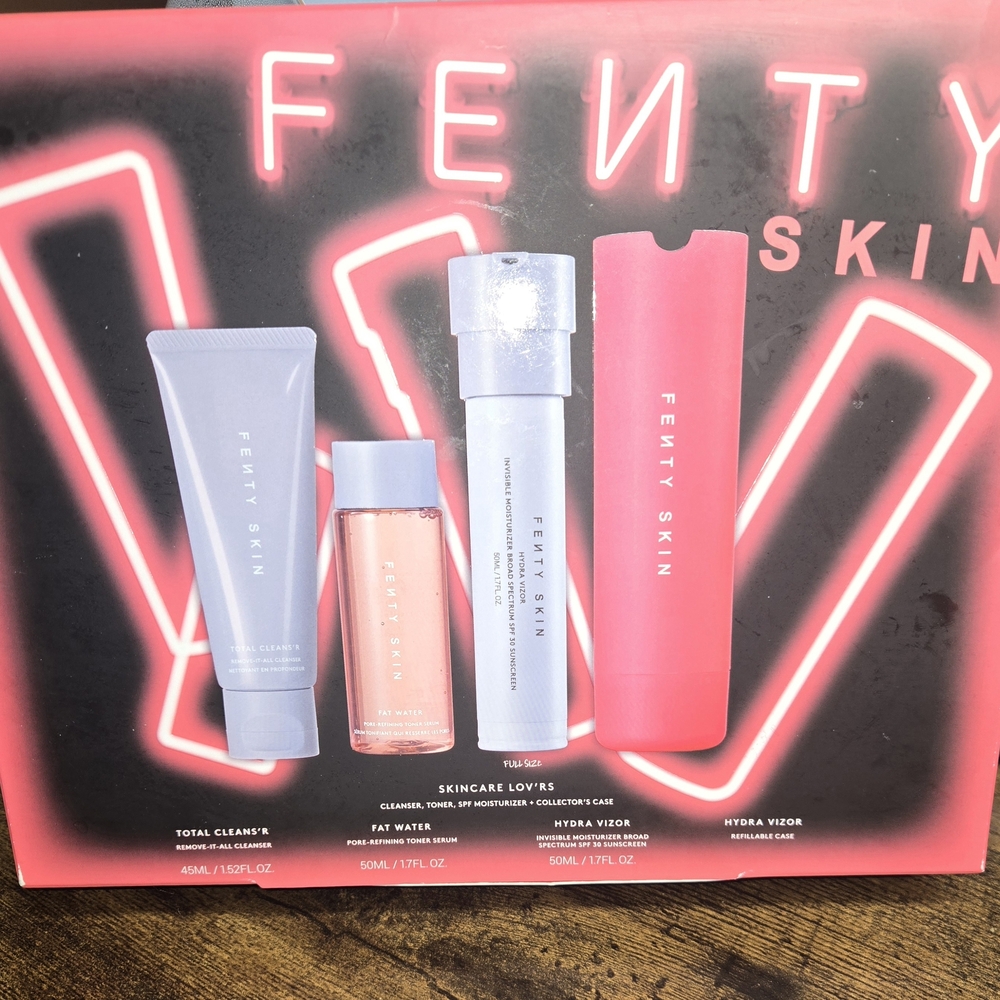 Fenty Beauty Skincare Trio with Pink and White Packaging